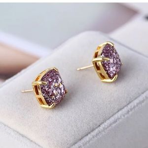 Kate Spade Square Stud Purple Glitter Earrings